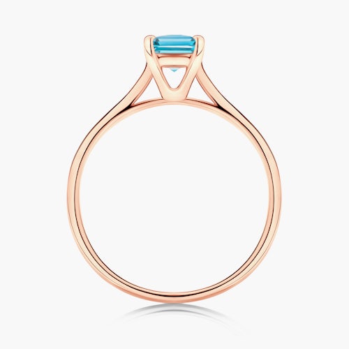 Pierścionek zaręczynowy SAVICKI: różowe złoto, akwamaryn